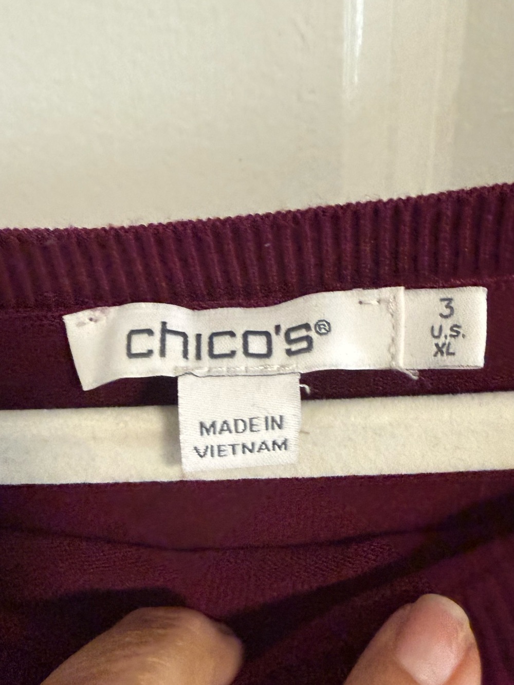 Chico's Long-Sleeve Crewneck Sweater- Wine - Picture 3 of 3